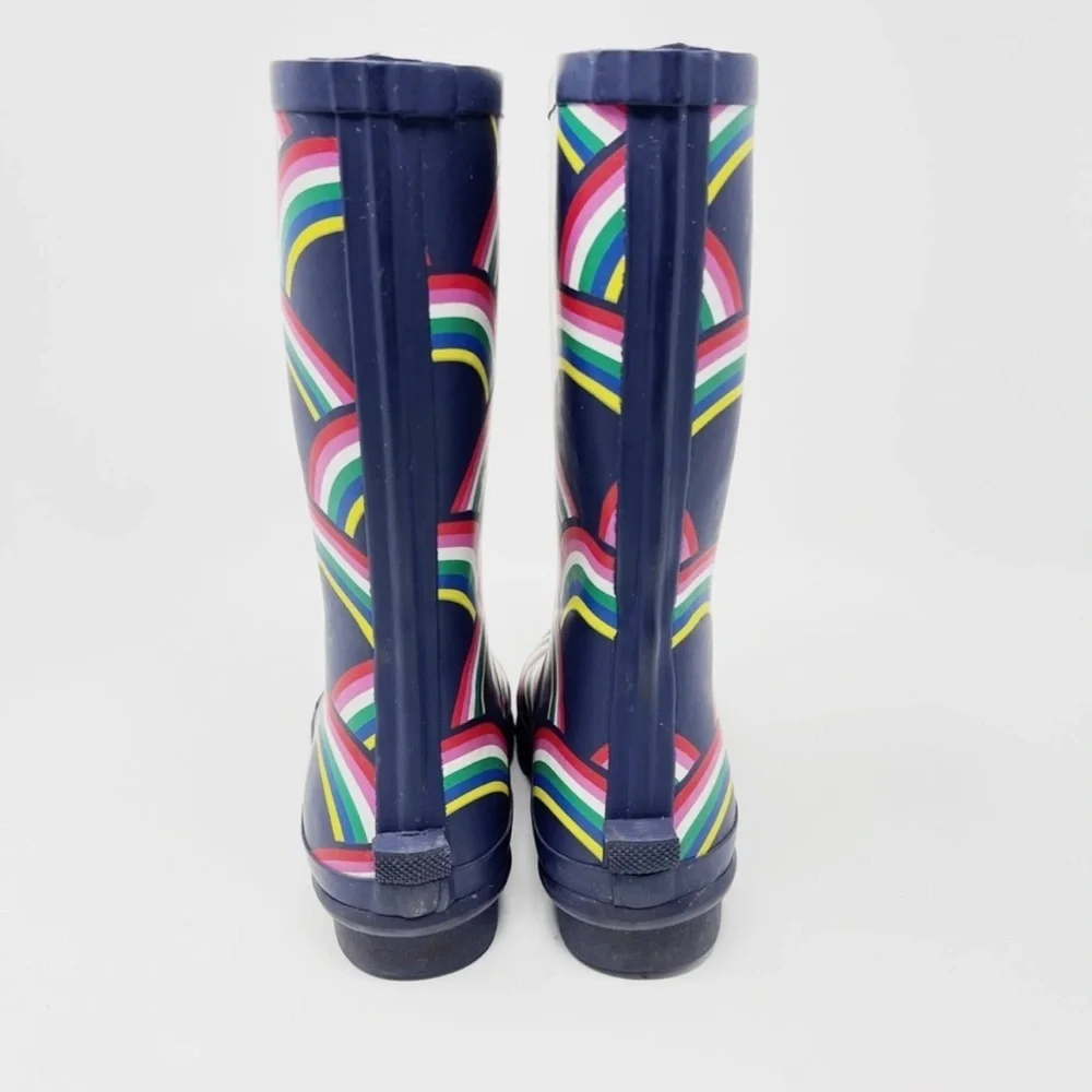 Mini Boden Navy Boots with Colorful Stripes